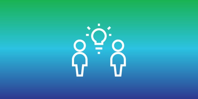 협력하는 사람들 아이콘: 그래픽 산업의 지속가능한 솔루션을 위한 3M의 파트너십 중심 철학을 상징하는 이미지
