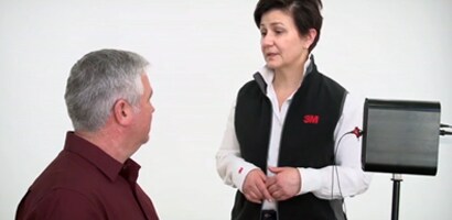 A person talking to a person
