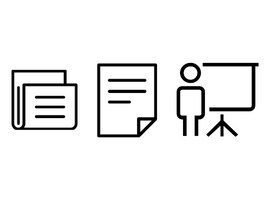 PDF와 발표하는 사람의 검은색 아이콘