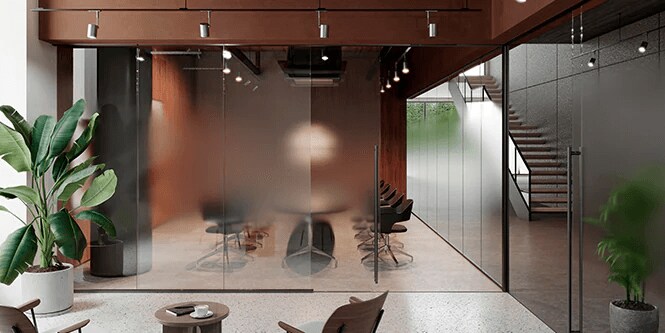 blurry image of a person behind a glass wall
