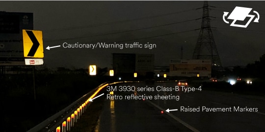 highway safety along black spots at night swap