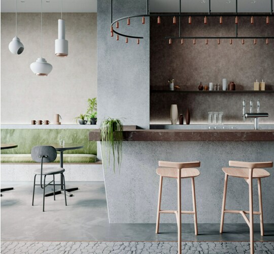 bar with stools in a restaurant
