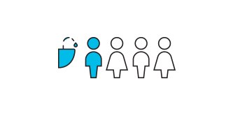 Icon of less students in line to get water
