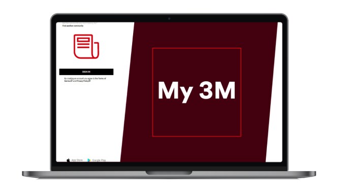 My 3M 앱이 표시된 노트북.
