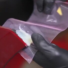 repairing plastic bumper tab using contour sheet