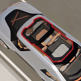 빨간색으로 강조된 3M 접착제를 내려다 본 모습으로, 다양한 소재에 대한 문루프(moon roof) 접착 방식을 보여줍니다.