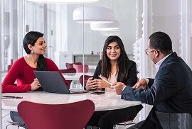 corporate employees enjoying natural light with 3M daylight redirecting film