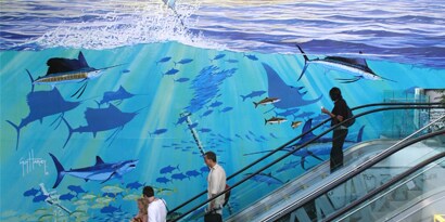 interior large graphic wall wrap at aquarium
