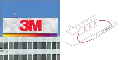 3M™ VHB™ 테이프를 사용하여 정면 간판 부착 
