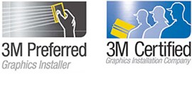 3M preferred graphics installer and 3M certified graphics installation company logos