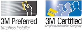 3M preferred graphics installer and 3M certified graphics installation company logos