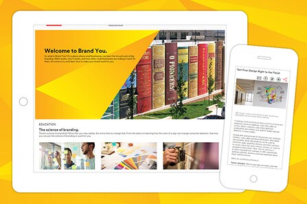 iPad and iPhone showing new 3M Brand You landing page hub with how-to’s for all things branding, car wrap, and graphics.