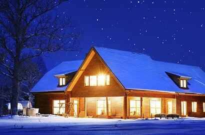 house with snow on the ground