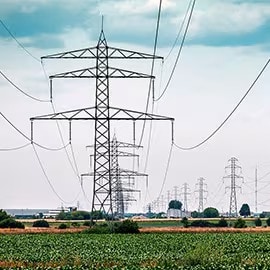 Power lines in a field