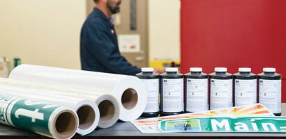 close-up of several rolls of ink
