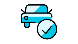 체크 표시 아이콘이 있는 자동차