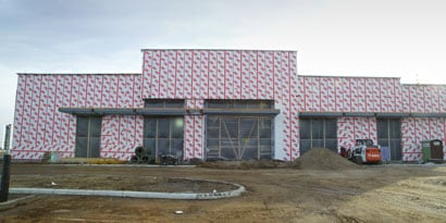 Image of a Non Vapor permeable Air barrier on the exterior of a building
