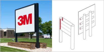 3M™ VHB™ 테이프로 조립한 기둥과 판넬 간판 
