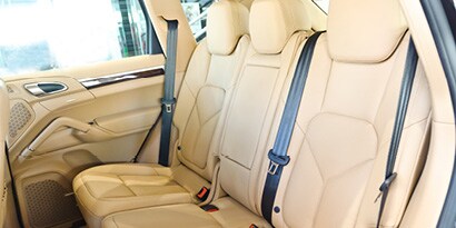 The back seats of a car
