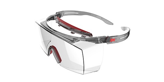 Red frame with brow guard and clear lens tint for SF3700 OTG Series protective eyewear
