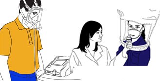 정성 및 정량 밀착도 검사를 받는 사람의 그림
