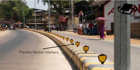 Flexible median markers placed on channelizing islands swap