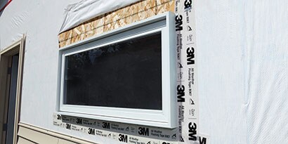 Part of a window exterior showing 3M™ All Weather Flashing Tape 8067
