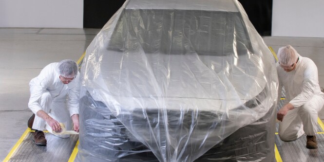 car covered in plastic
