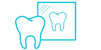 icon of tooth reflecting in clear mirror
