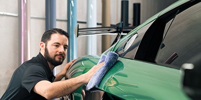 protection wrap film being applied
