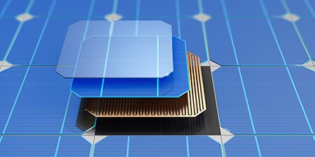 Photo of photovoltaics cell in manufacturing process.
