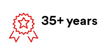 Infographic with text “35+ Years