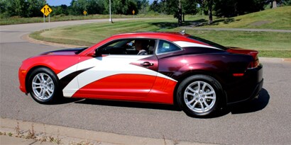 3M™ Wrap Film Series 1080-G363 Dragon Fire Red, 3M™ Envision™ Wrap Films, 3M™ Wrap Overlaminate Series 8900 – BR100 Brushed & CF100 Carbon Fiber