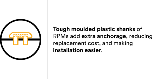 road studs with moulded shanks
