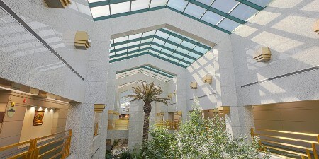 A building with a glass roof
