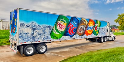soda brands displayed on a fleet vehicle with 3M graphics