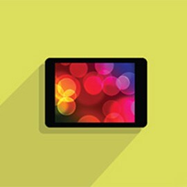  An image of a tablet with colorful circles on the display screen.