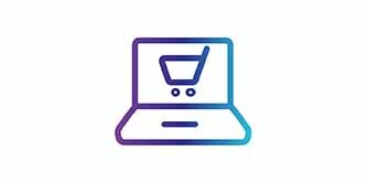 Icon of a laptop with a shopping cart
